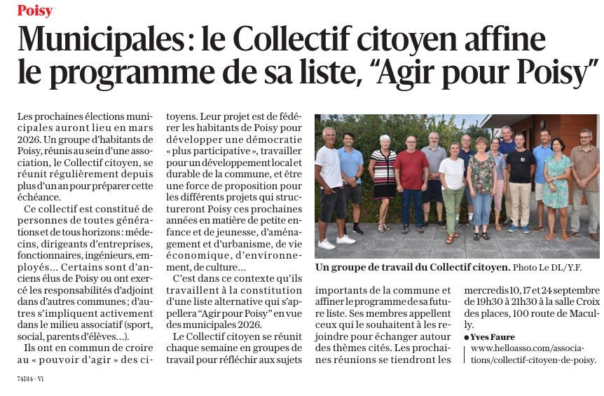 Agir pour Poisy s’engage pour une vie publique éthique et transparente